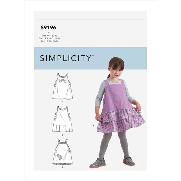 Simplicity Sewing Pattern S9196 Girls Ruffle Jumper Sizes 3-8 Uncut FF - Picture 1 of 6